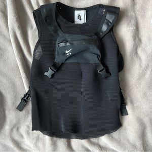 Nike Black Mesh Tank Top with Front Pocket